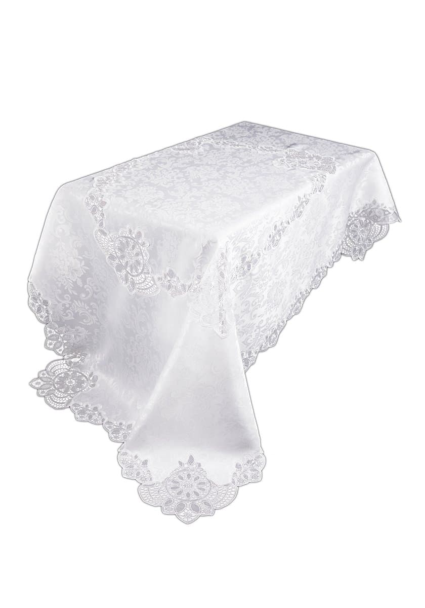 Xia Home Fashions XD17190 Antebella Lace Embroidered Cutwork Tablecloth, 72 by 108-Inch, White