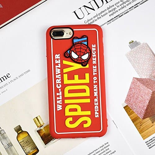 iPhone 7 Plus Case, iPhone 8 Plus Case, Soft Silicone 3D Marvel Cartoon Spider-Man Superhero Shock Drop Resistant Protective Shockproof Cool Fun Lovely Kids Teens Men Boys