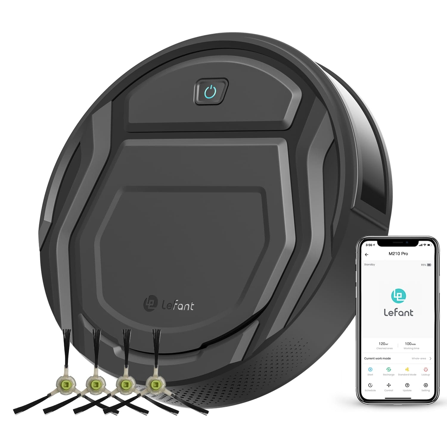 Robot Vacuum Cleaner, Powerful 2200Pa Suction, Up to 120 Min Runtime, Robot Vacuum with Self-Charging, App/Alexa Control, Ideal for Pet Hair, Hard Floor, Low Pile Carpet(M210 Pro)
