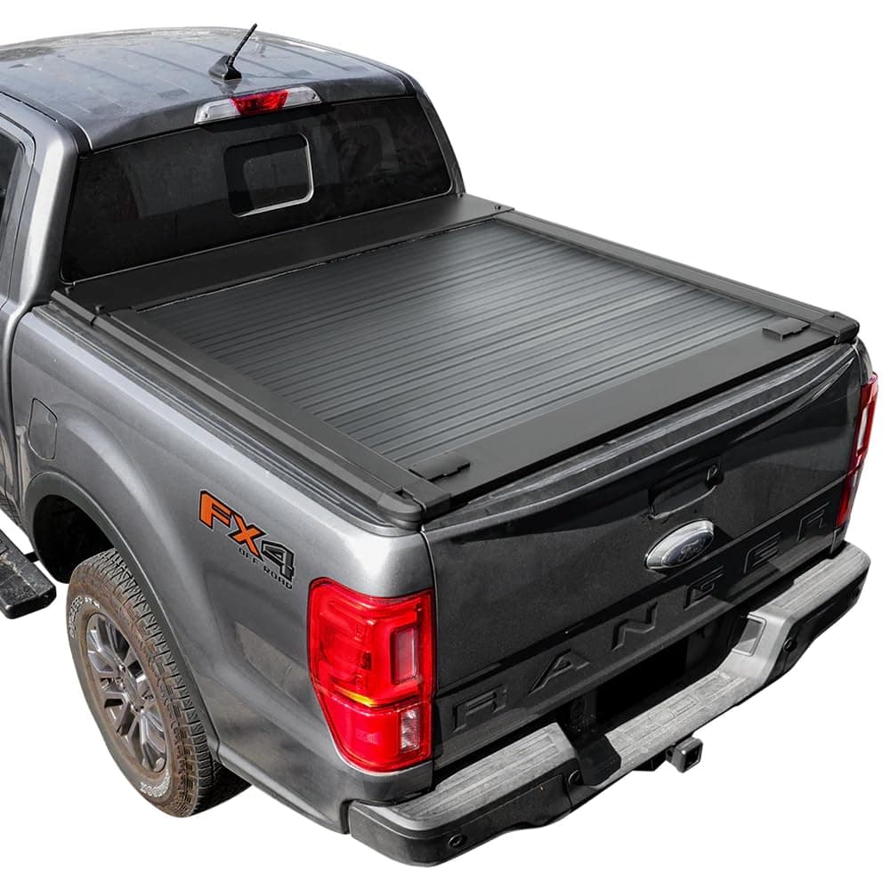 MR Retractable Hard Ford Ranger Tonneau Cover for 2019–2026 – 2025 Ranger Bed Cover | Aluminum Lockable, Waterproof Low-Profile, Manual Retract, T-Slot Side Rails
