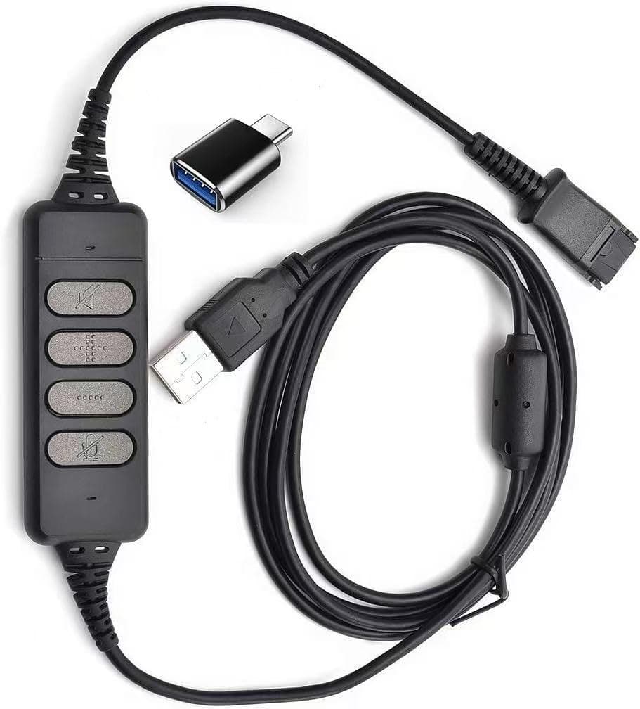 DA80 USB QD Adapter (201852-01/02) Compatible with Plantronics QD Cord Headsets | Works with H-Series EncorePro- Series HW-Series Models H251/261N HW510 HW520V HW720EncorePro310/540/720 & More