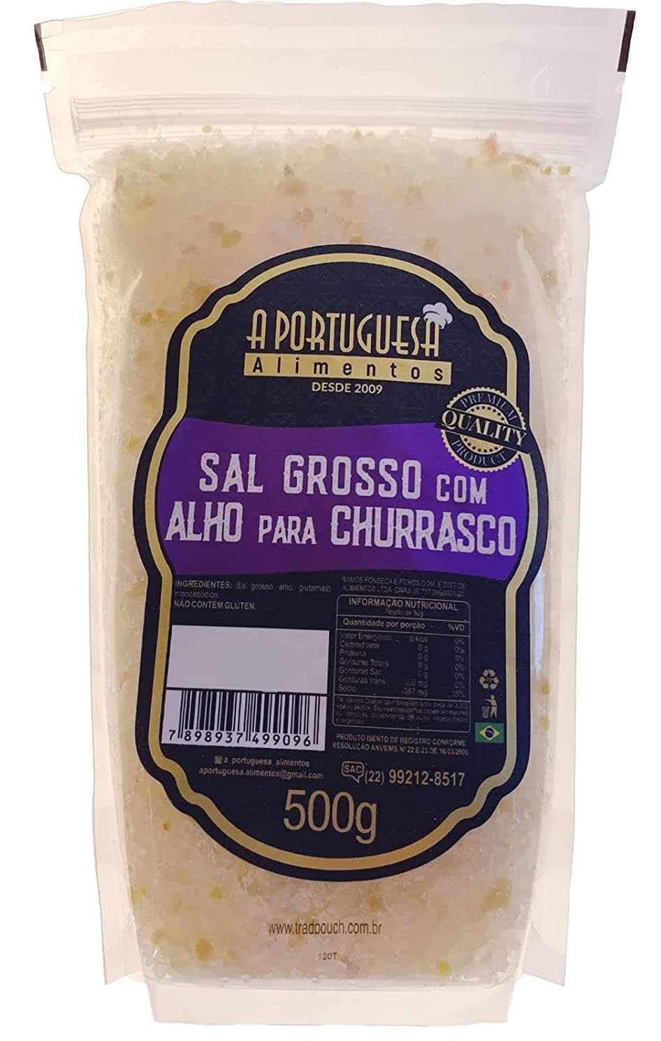 Brazilian Seasoning Salt & Garlic for BBQ 17.63oz - Tempero Sal Grosso E Alho Para Churrasco
