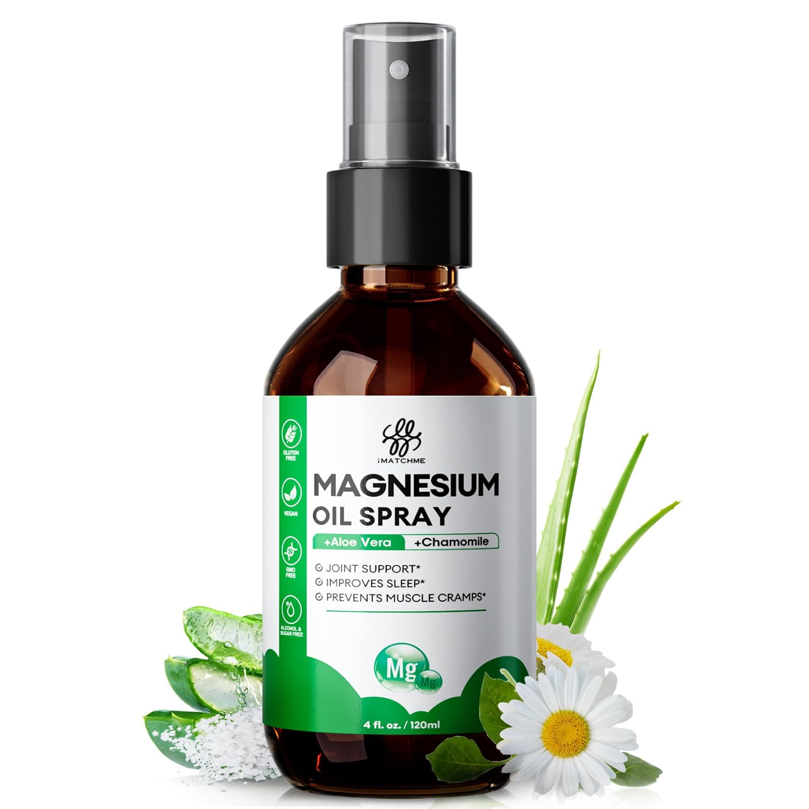 iMATCHME 40 Soursop Graviola Leaf Tea Bags Magnesium Oil Spray for Feet & Body, Leg Cramps, Joint Health & Sleep Support, Nourish Skin - Topical and Natural Oil, Soursop Graviola Flavor, 4oz