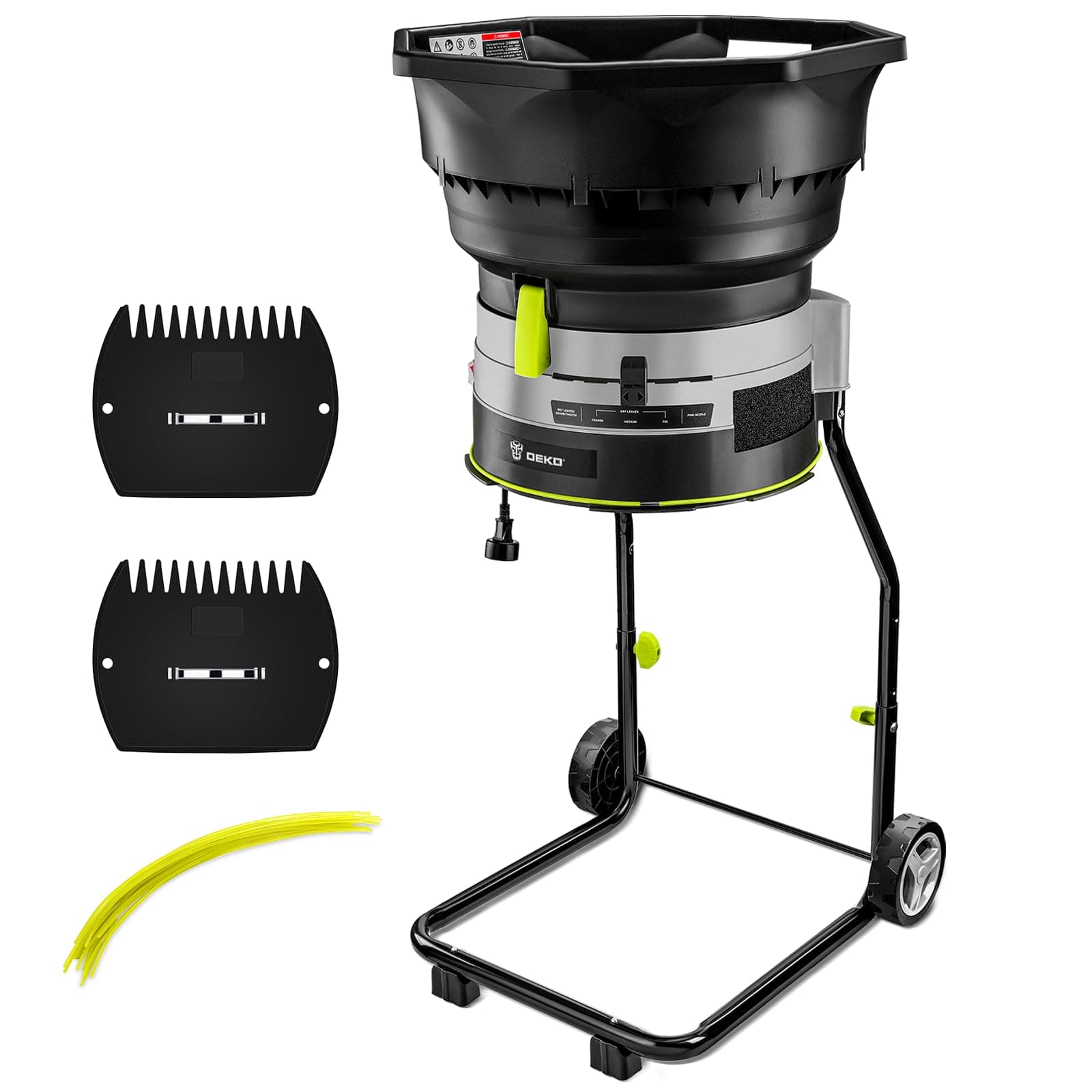 Electric blade shredder: DEKOPRO 13 Amp 8200 RPM motor 17:1 reduction ratio, adjustable control diameter with shovel and 20 cutting lines