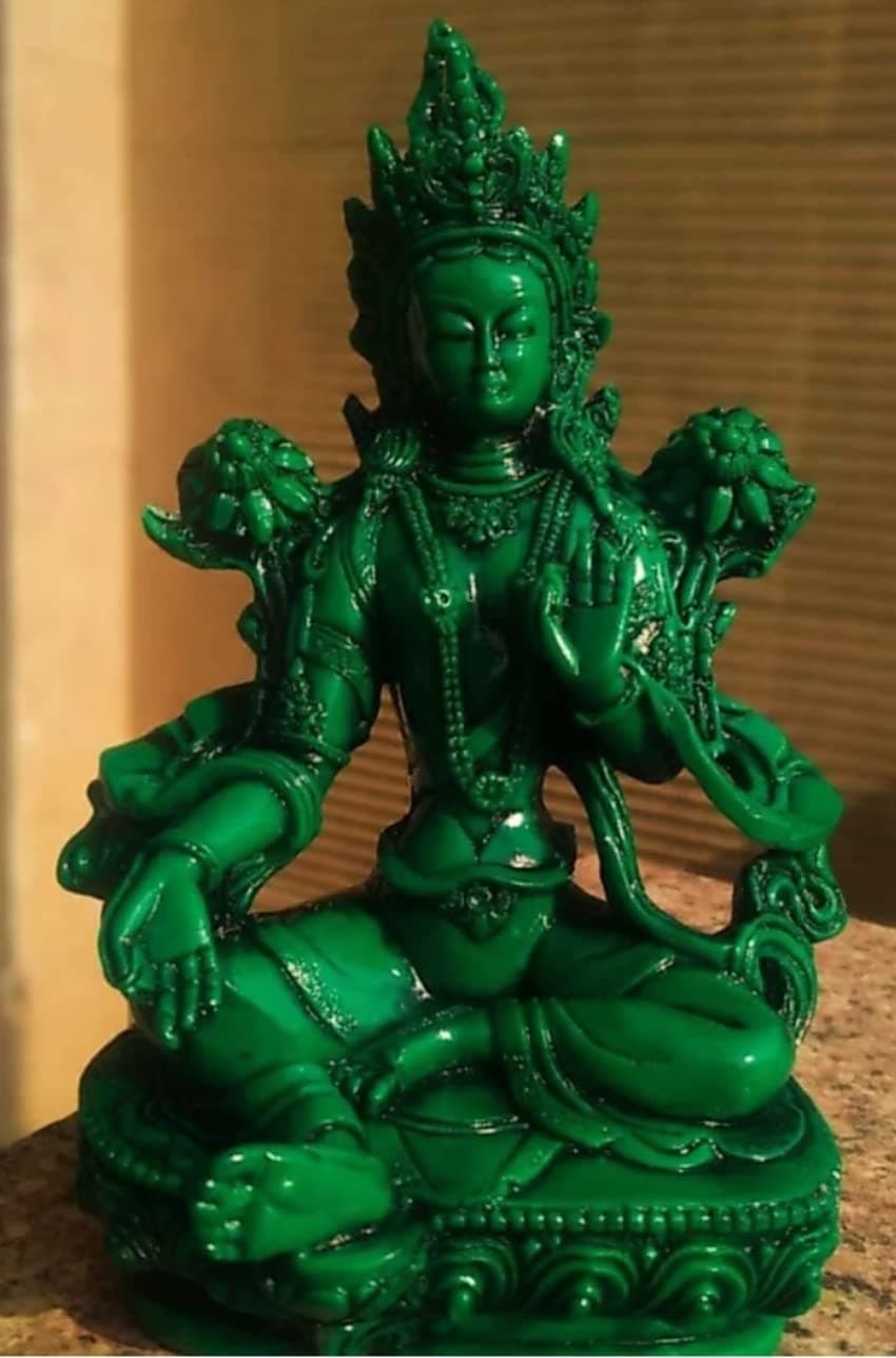 HOMENT Resin Green Tara Maa Decorative Showpiece 21cm