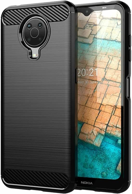 AA19 Shockproof Back Case Cover for Nokia G10 | G20 (Carbon Fiber Brushed | Rubber | Black)