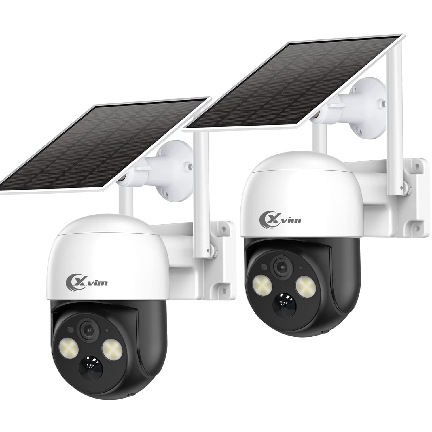 XVIM2PCS Solar Security Cameras Wireless Outdoor, 2.5K Pan/Tilt Wireless Outdoor Cameras for Home Security, WiFi Rechargeable Battery Surveillance Cameras, PIR Detection, 2-Way Audio, Cloud/SD