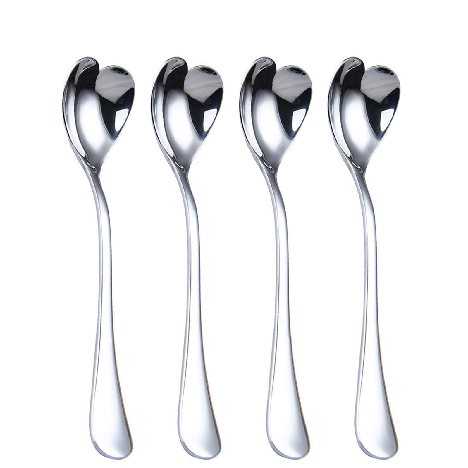 Heart Shaped Spoons, 18/10 Stainless Steel Spoon Set 4 Pack, 6.7 inches, Dessert Spoon, Ice Cream Spoons, for Tea, Cocktail, Sugar