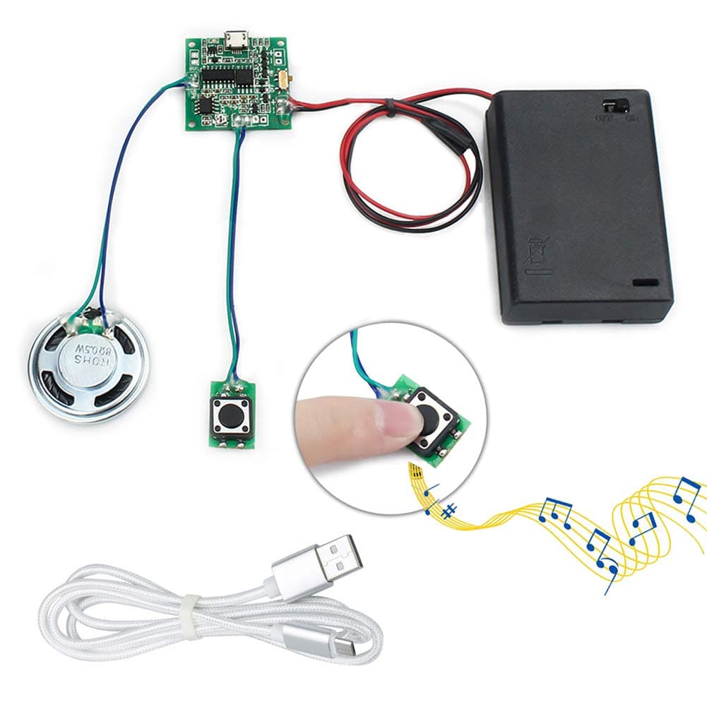 サウンドモジュール ボタンコントロール 音楽音声プレーヤー プログラム可能なトークチップ ミュージカル 8MB MP3 WAV USB ダウンロード可能 単3電池ボックス+USBケーブル付き DIYオーディオカード用 クリスマス クリエイティブギフト