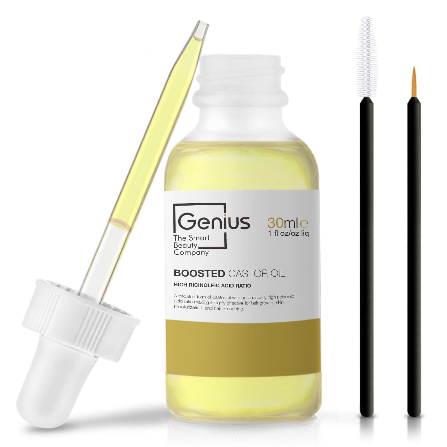 GENIUS The Smart Eye Lash Serum for Eyelashes Growth | BOOSTED Form Castor Oil, High Ricinoleic Acid Ratio, Natural Eyebrows & Eyelash Growth