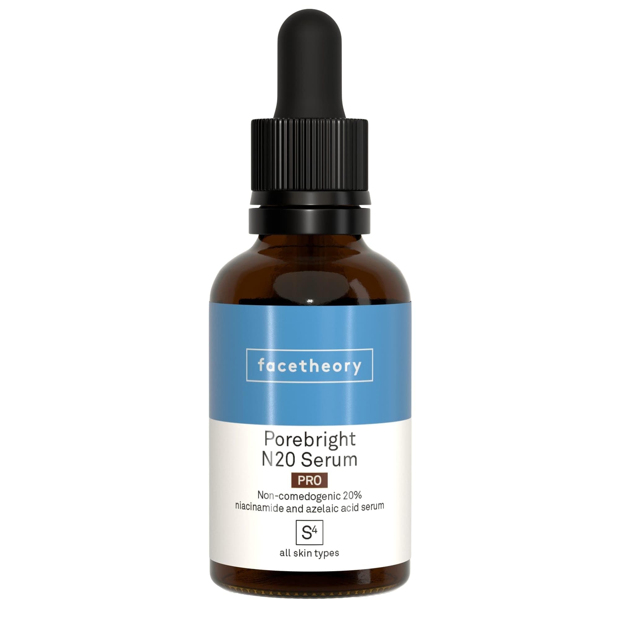 facetheory Porebright Serum N20 Pro - Pro Brightening Serum, Niacinamide Serum For Face, Made With Azelaic Acid, Hydrating Serum For Face, Vegan and Cruelty-Free, Made in the UK | 30ml