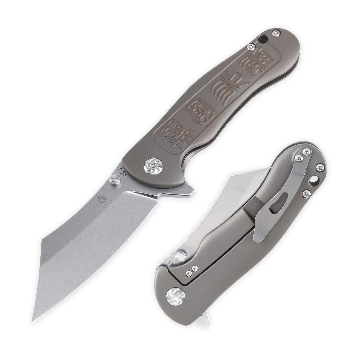 Kizer Cutlery Folding Pocket Knives Flipper Knife Titanium Handles Tactical EDC Knife, Zugang (Ki4439)