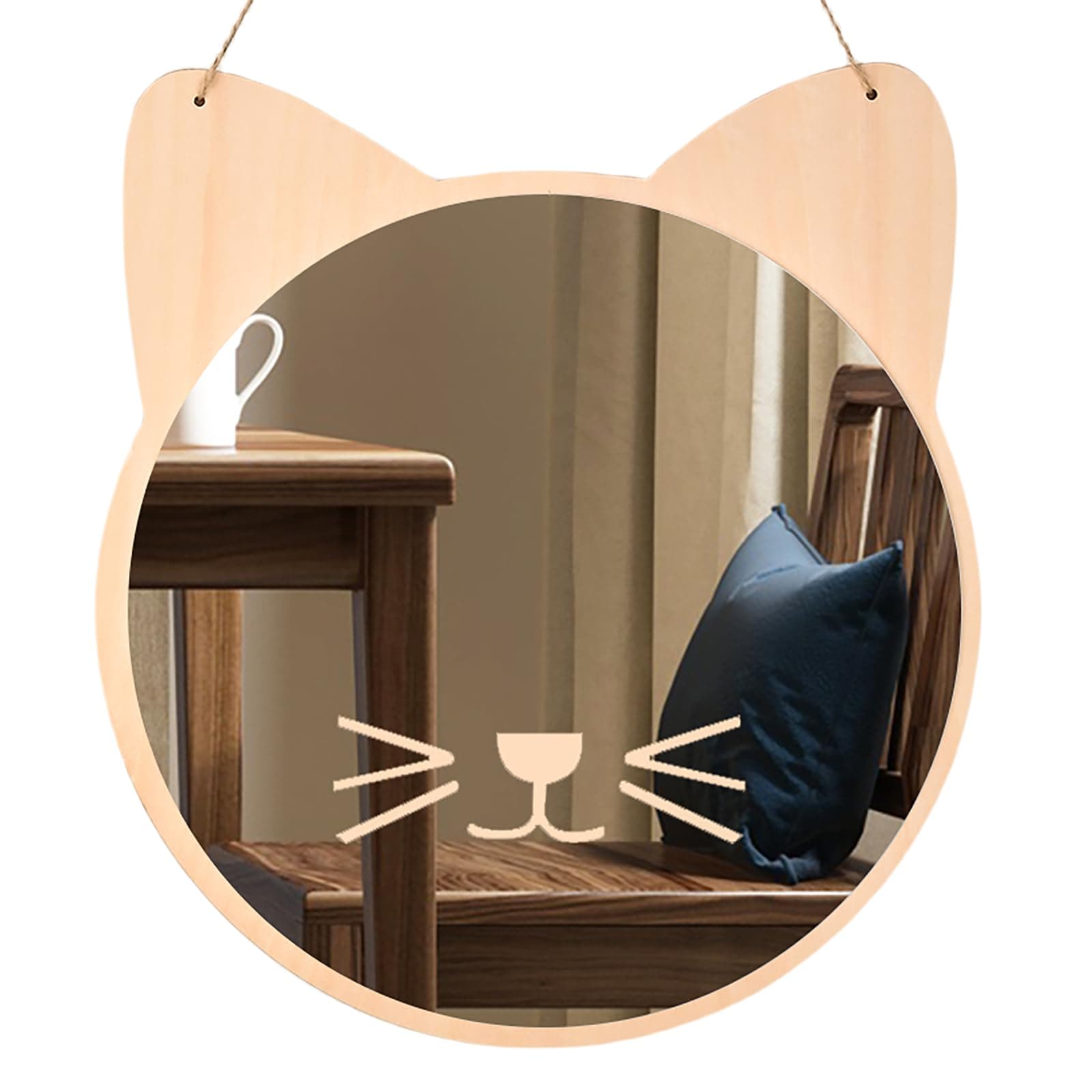 Plastic Kids Mirror for Wall - Kids Safety, Hanging, Acrylic, Non-Glass and Unbreakable - Cat Decoration Mirror for Kid's Playroom 10"