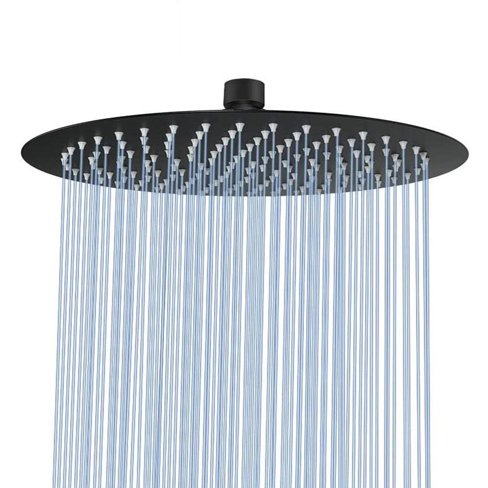 – NearMoon Rain Shower Head, Super Large Hotel Stainless Steel Rainfall Showerhead, Ultra Thin Waterfall Bath Shower Body Covering with Silicone Nozzle and Powerful Spray Performance 12'' Round Black