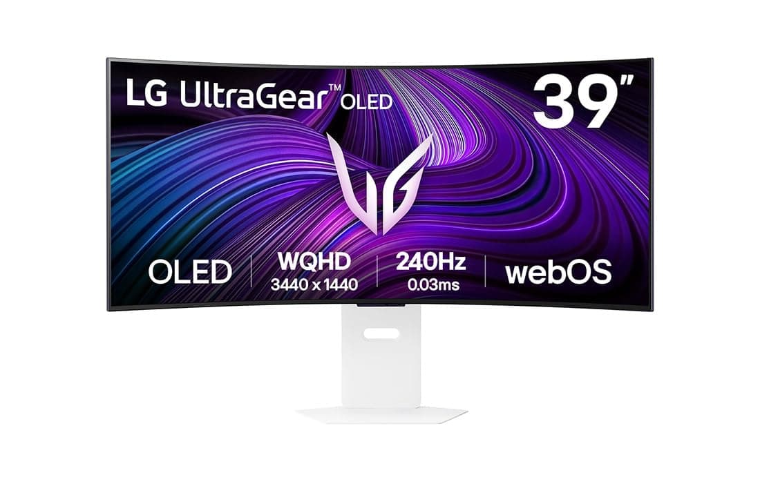 LG UltraGear OLED GX9s SMART Gaming Monitor 39GX90SA-W - WOLED UWQHD 1440p Curved 39 Inch, 240Hz, 0.03ms, HDR 400, webOS AI, Speakers, Wi-Fi, Bluetooth, DP 1.4, HDMI 2.1, USB-C, White