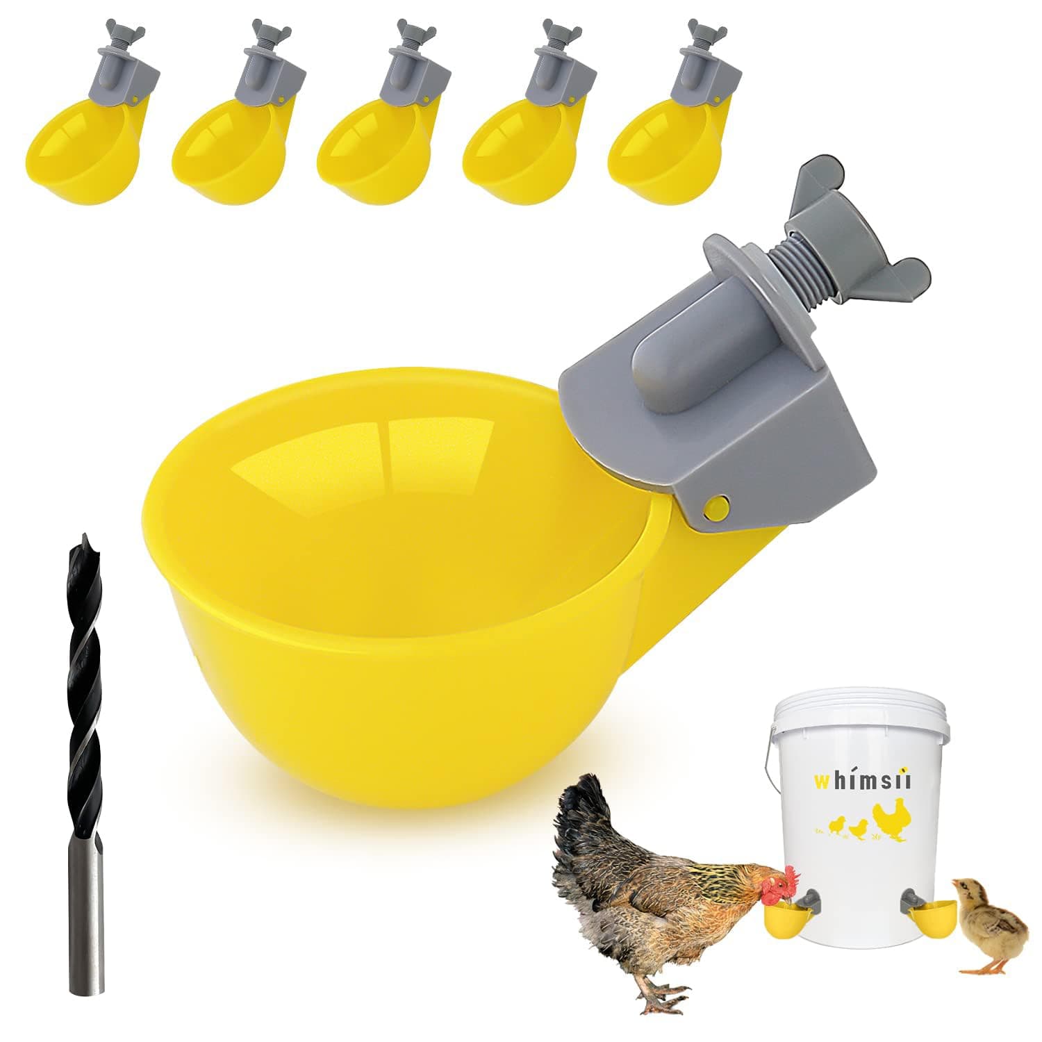Chicken Water Cups (6 Pack), Automatic Chicken Waterer, Anti-Leak System, Holds 50% More Water, Suitable For Chicks, Chicken, Duck, Quail, Turkey