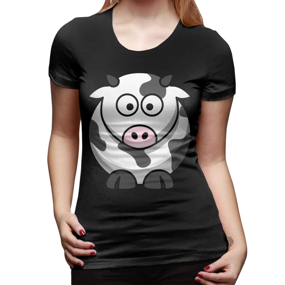 Cow Womens Short Sleeve T Shirt Tees Sport Summer