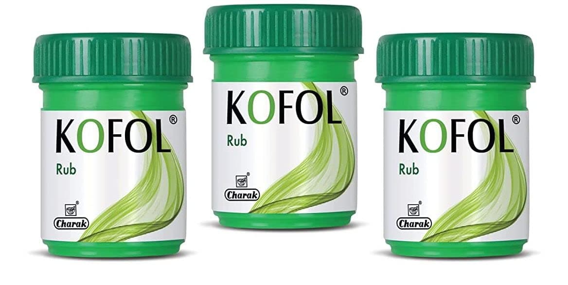Kofol Rub | Ayurvedic Vapour Rub Balm for Cold, Cough, Blocked Nose & Chest Congestion | Herbal Relief for Headache, Body Ache & Muscular Stiffness | Gentle on Skin – 25g (Pack of 3)