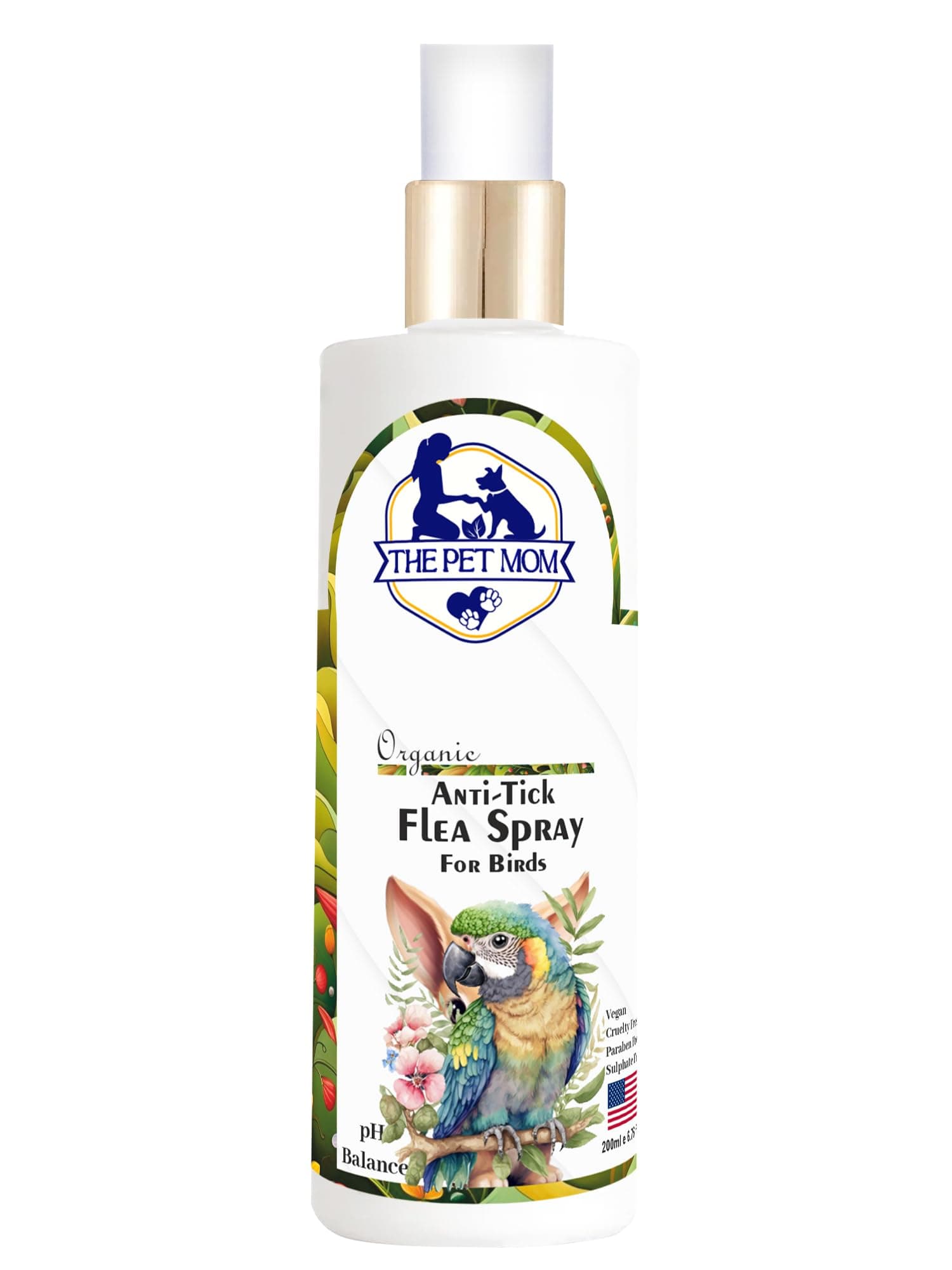 Anti-Tick Flea Spray for Bird, Parrot, Budgerigar, Sparrow, Pigeon|Help in Ticks, Lice, Fleas, Anti-Itching -Soft & Conditioned Coat |Waterless Tick Bird Shampoo for All Bird Breed -200ml