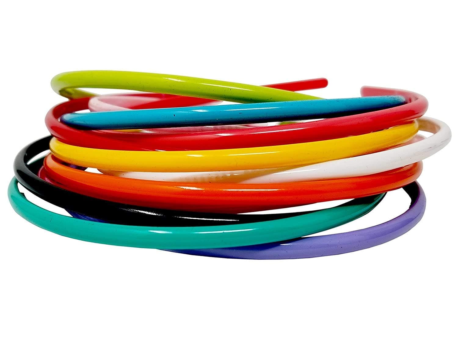 Girl's Heaven Women's Plastic Rainbow Colors Head Band (Multicolour, Small) - Combo Pack of 12
