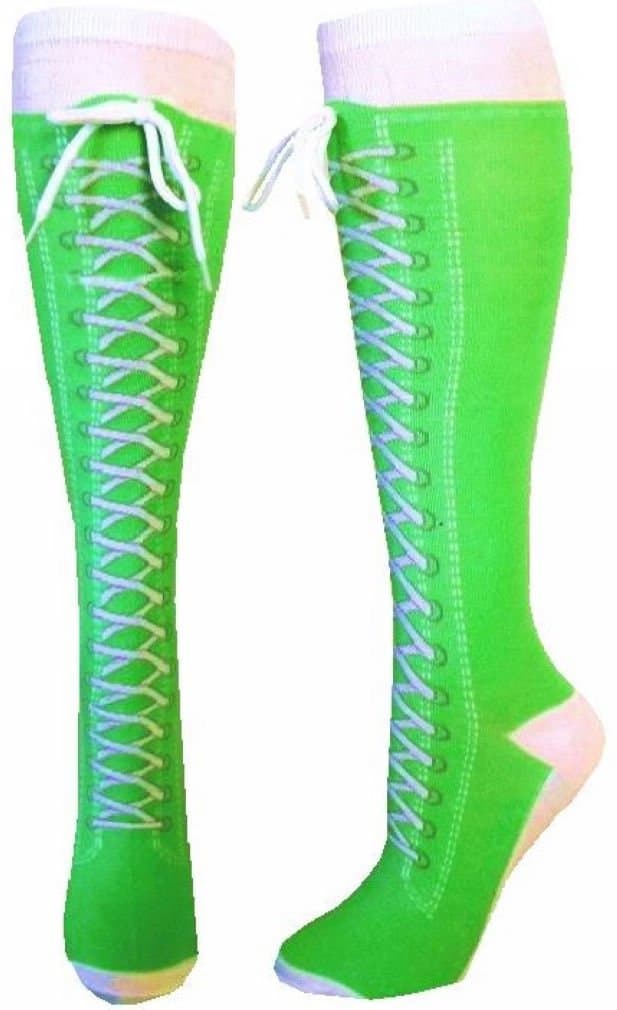 Lime Novelty Shoe Knee High With Shoe Lace