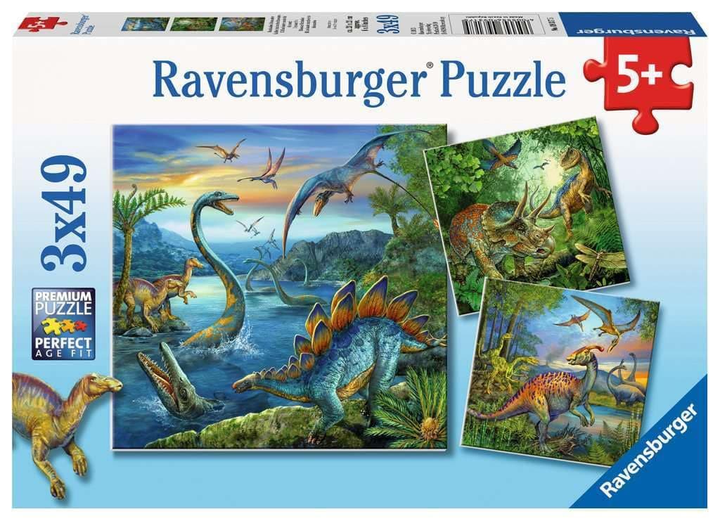 Puzzles The Beauty of Dinosaurs, Multi Color (3 x 49 Pieces)