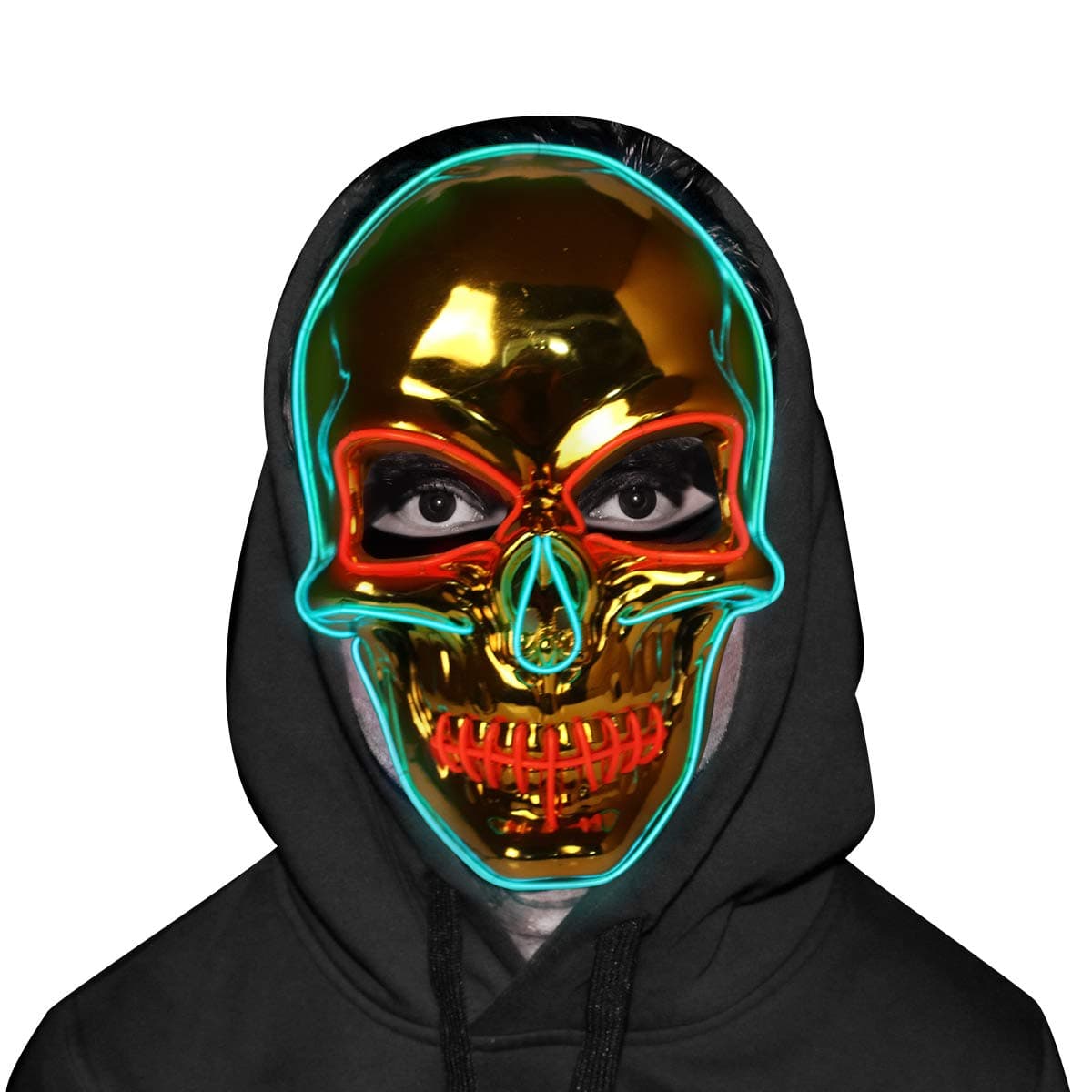 Skull Mask - Halloween LED Light Up Purge Mask - Golden