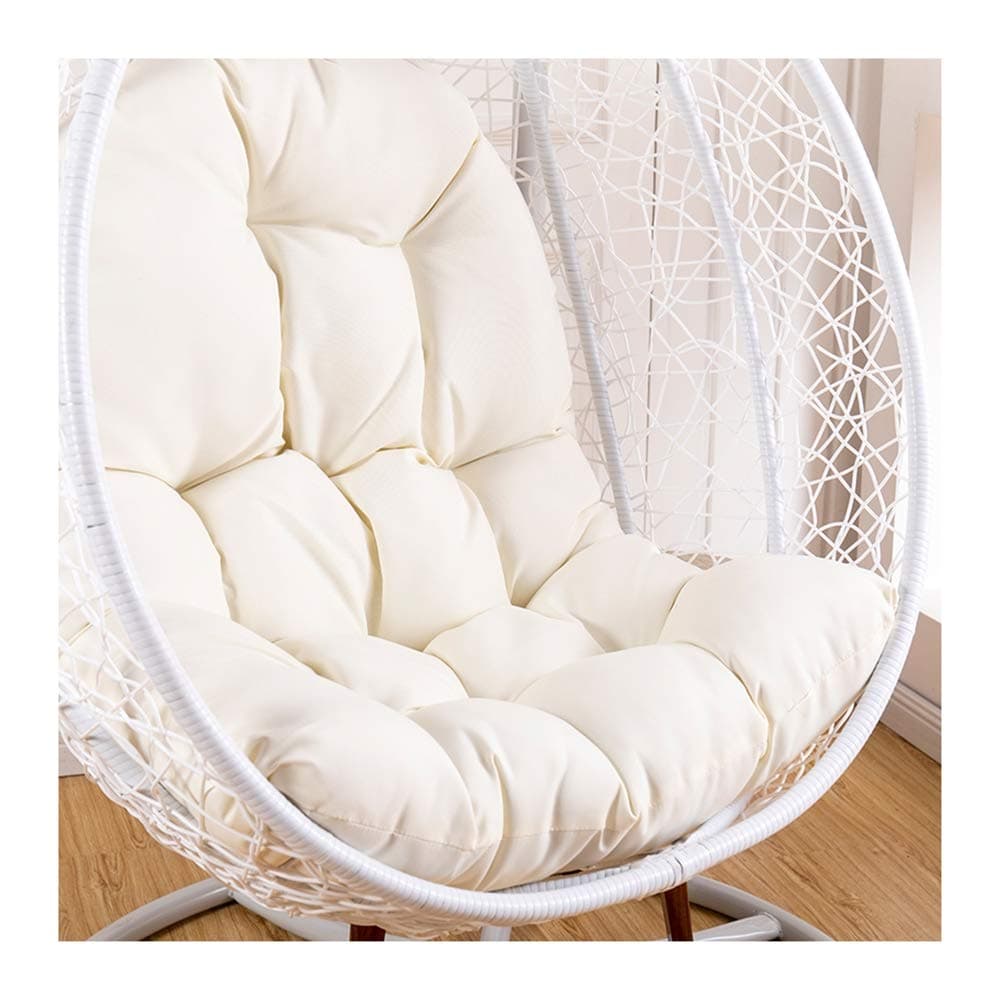 Swing Hammock Egg Chair Cushion Without Stand, Cotton Pads Removable Seat Cushions with Pillow, Overstuffed Hanging Baskets Rattan Chair Cushions 125x95 cm (49x37inch),White