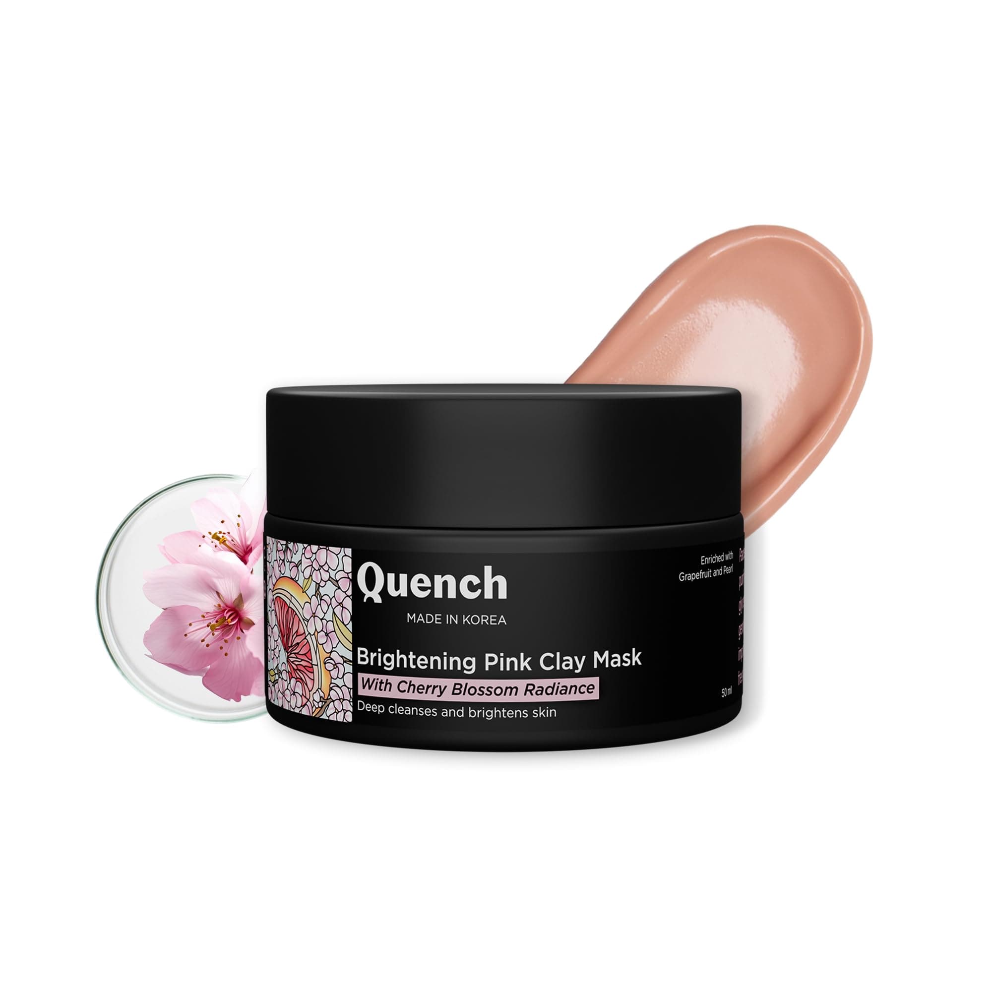 Brightening Pink Clay Mask | Brightens Skin, De-Tans & Fades Pigmentation | Korean Clay Mask with Cherry Blossom & Kaolin Clay | Reduces Blackheads | Made in Korea (50ml)