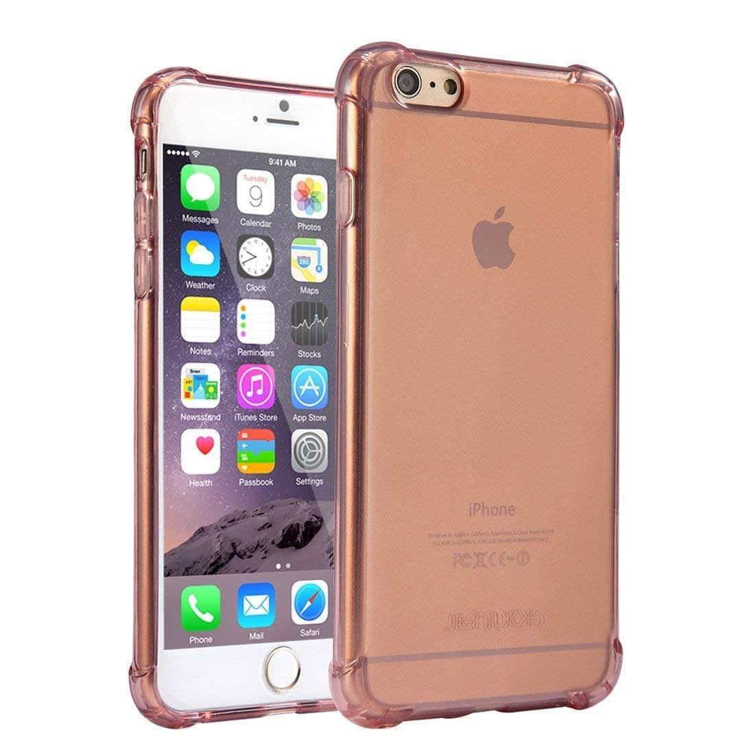 JenuosiPhone 6 Plus Case, iPhone 6s Plus Case, Clear Shockproof Case Bumper Transparent Silicon TPU Case Cover for iPhone 6 Plus / 6S Plus 5.5” - Rose (6P-TPU-RE)