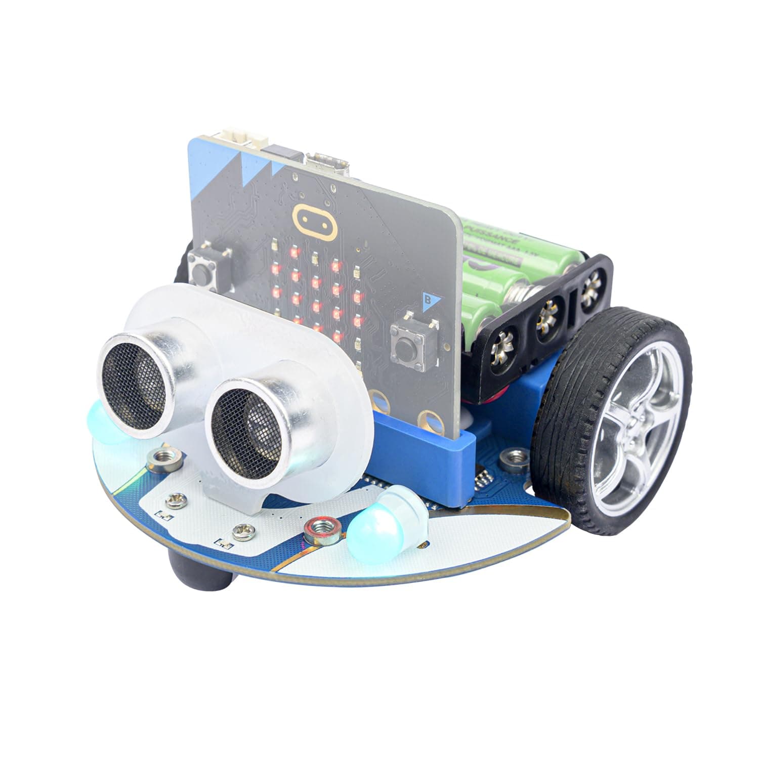 Microbit Mini Cutebot Kit Compatible With Bbc Micro:Bit V2&V1,Diy Programmable Robot Car Kit,Stem Educational Project,Graphical Makecode Coding Car With Tutorial (Without Micro:Bit)