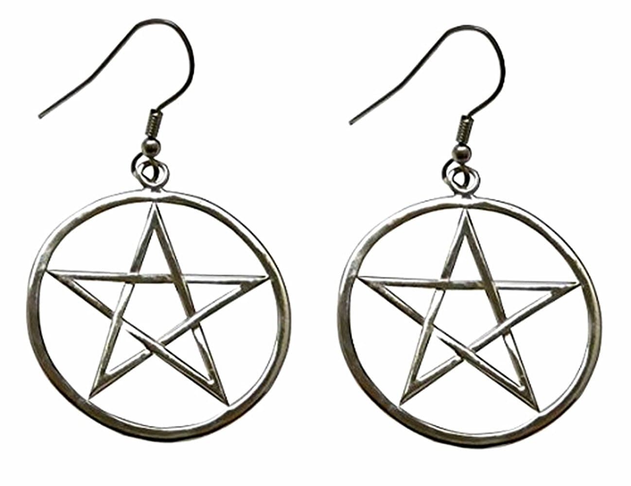 Pentagram Earrings,Supernatural,Powerful, Medieval Renaissance Gothic Pentacle Silver Earrings