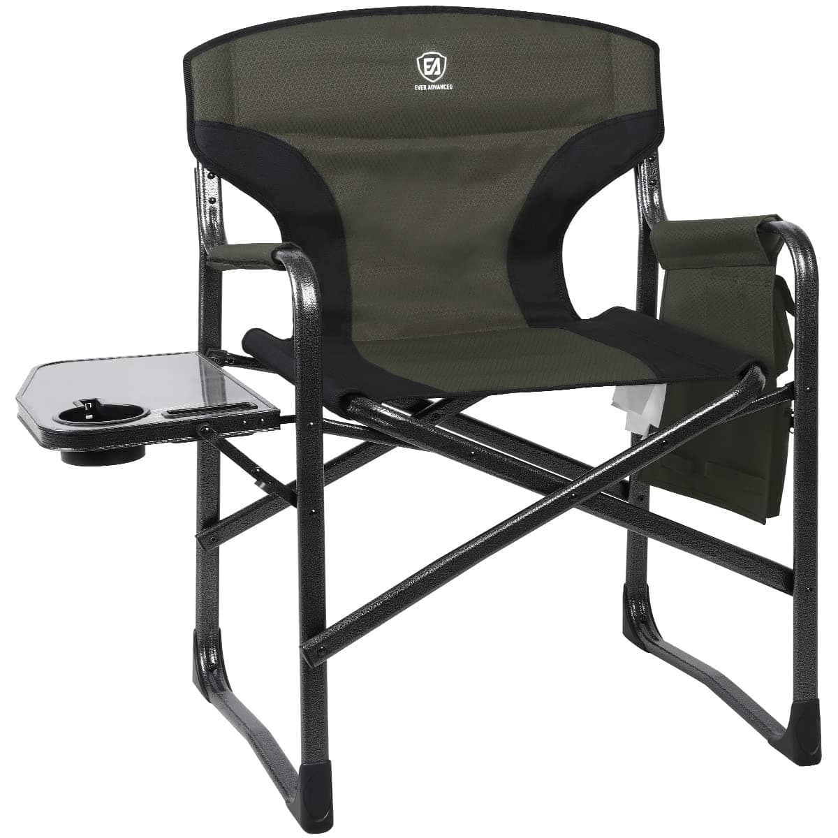 Aluminum Lightweight Folding Director Chair, 350lbs Heavy Duty Camping Chair with Side Table & Storage, 19" Joint-Friendly Height Easy to Stand, Portable Makeup Artist & Vendor Chair
