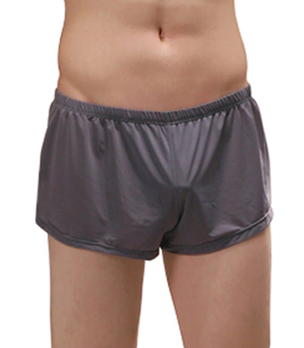 Kseey Men's Ice Silk Fashion Ultra-Thin Boxer Briefs Underwear Trunk Gray L
