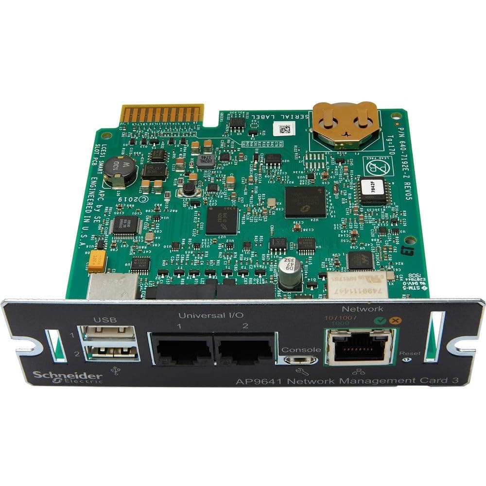 APC UPS Network Management Card 3 with 2 USB Ports and Temperature Monitoring, 2020 Model (AP9641)