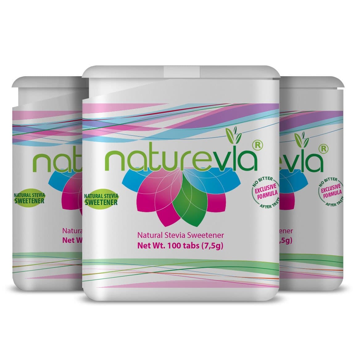 Sugar free sweetener Natural with Stevia Naturevia Tabs Lactose Free 100 Pieces 3 PACKS