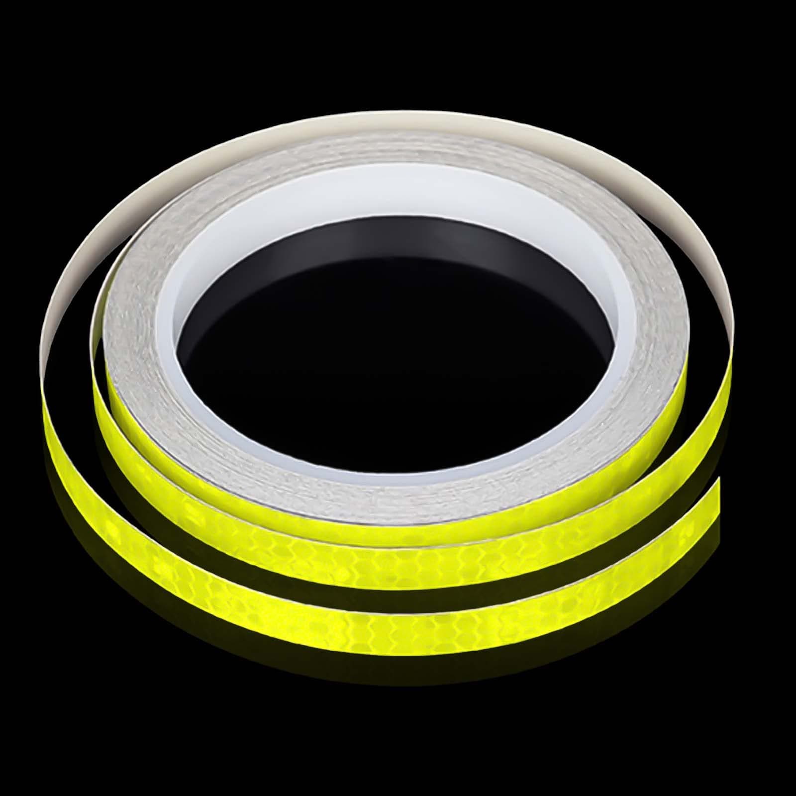 Reflective Tape, Reflective Stickers Reflective Waterproof Tape Security Marking, Self Adhesive Reflective Safety Warning Tape for Vehicles Outdoor Clothing Bikes Helmets Yellow 8M