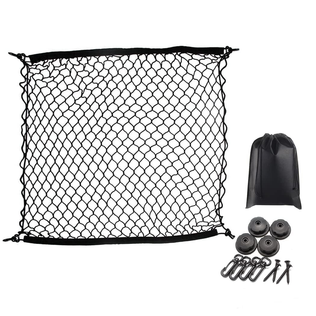 Premium Quality Adjustable Elastic Cargo Net Universal Stretchable Truck Net with Hooks,Storage Bag for Car, SUV, Truck, Pickup Trucks Black 40x40in