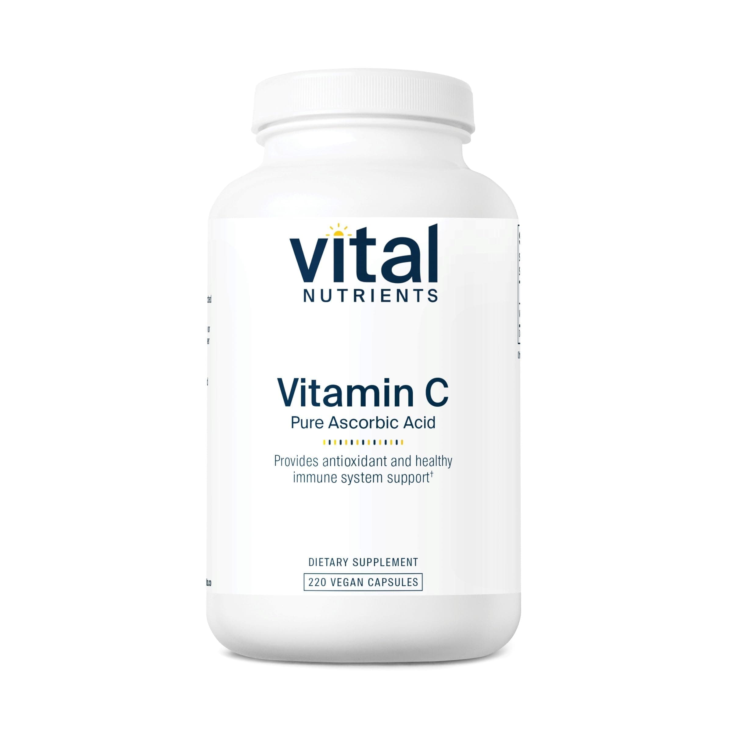Vital Nutrients Vitamin C 1000mg (100% Pure Ascorbic Acid) - Vegan Antioxidant Supplement for Immune Support and Iron Absorption* - Gluten, Dairy and Soy Free - Non-GMO - 220 Capsules