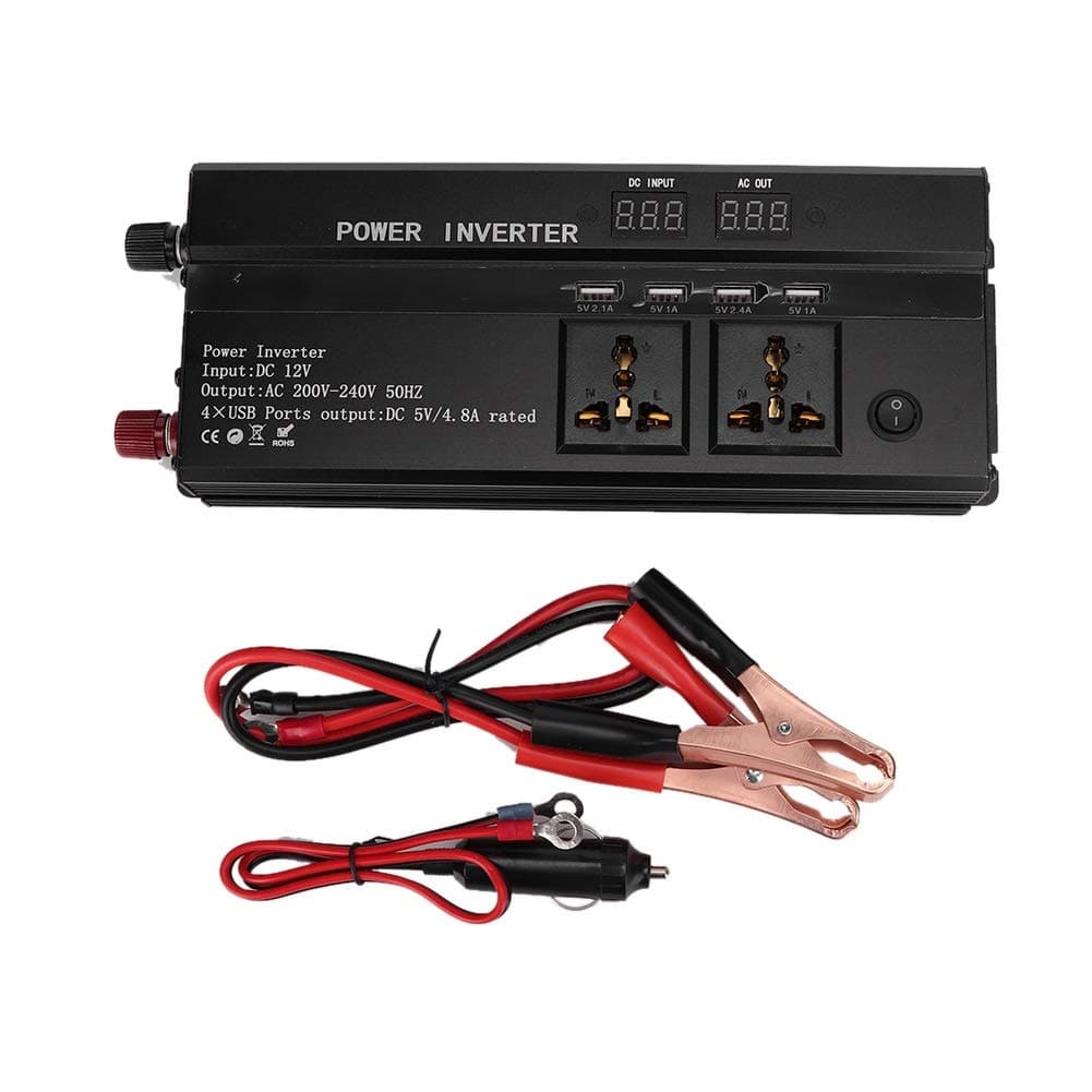 4000W DC 12V/24V to AC Car Modified Sine Converter with LCD Display Multiple USB Ports Type C and Cigarette Built-in for Safe and Power Conversion