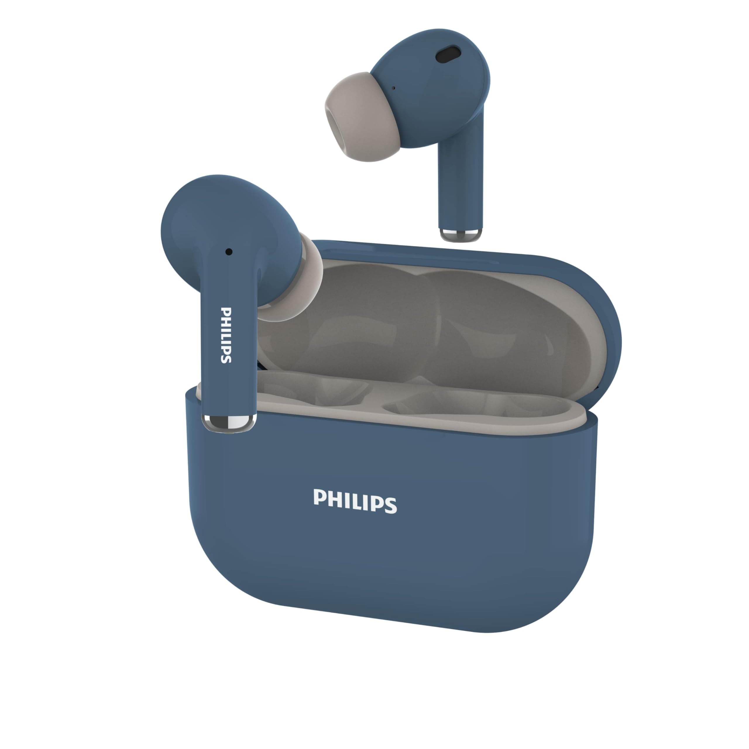 PHILIPS Audio TAT1169BL/94 True Wireless in Ear Earbuds with Pocket Sized Charging Case, Play Time Upto 55Hrs, 12mm Dynamic Drivers, Inbuilt Mic, IPX4 Splash & Sweat Resistant (Blue)