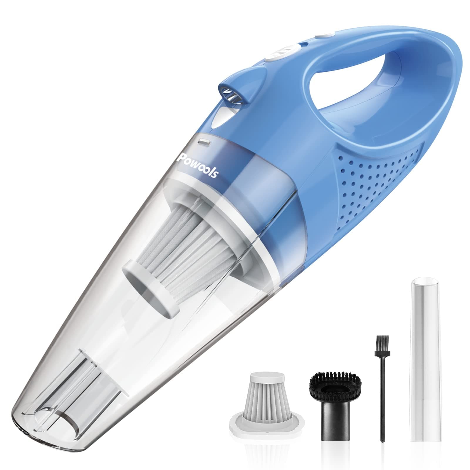 Powools Car Vacuum Cordless Rechargeable - Handheld Vacuum Cleaner by VacLife High Power with Fast Cahrge Tech, Portable Vacuum with Large-Capacity Battery, Handheld Vac, Blue (PL8189)