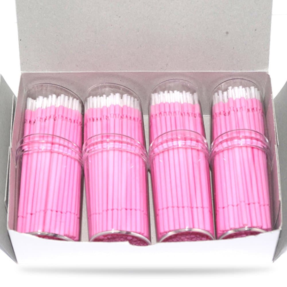Grinigh Long Micro Brush Applicator with Flexible Tips for Dental or Cosmetic Use | Pink Color, 400pcs