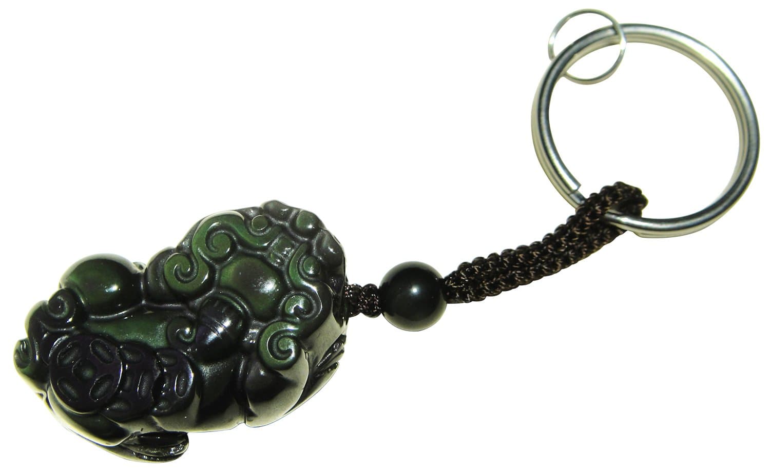 Rainbow Eye Obsidian Jewelry Stone Pixiu Chinese Amulet Pendant Feng Shui Product Charm Key Chain for Office Women Men