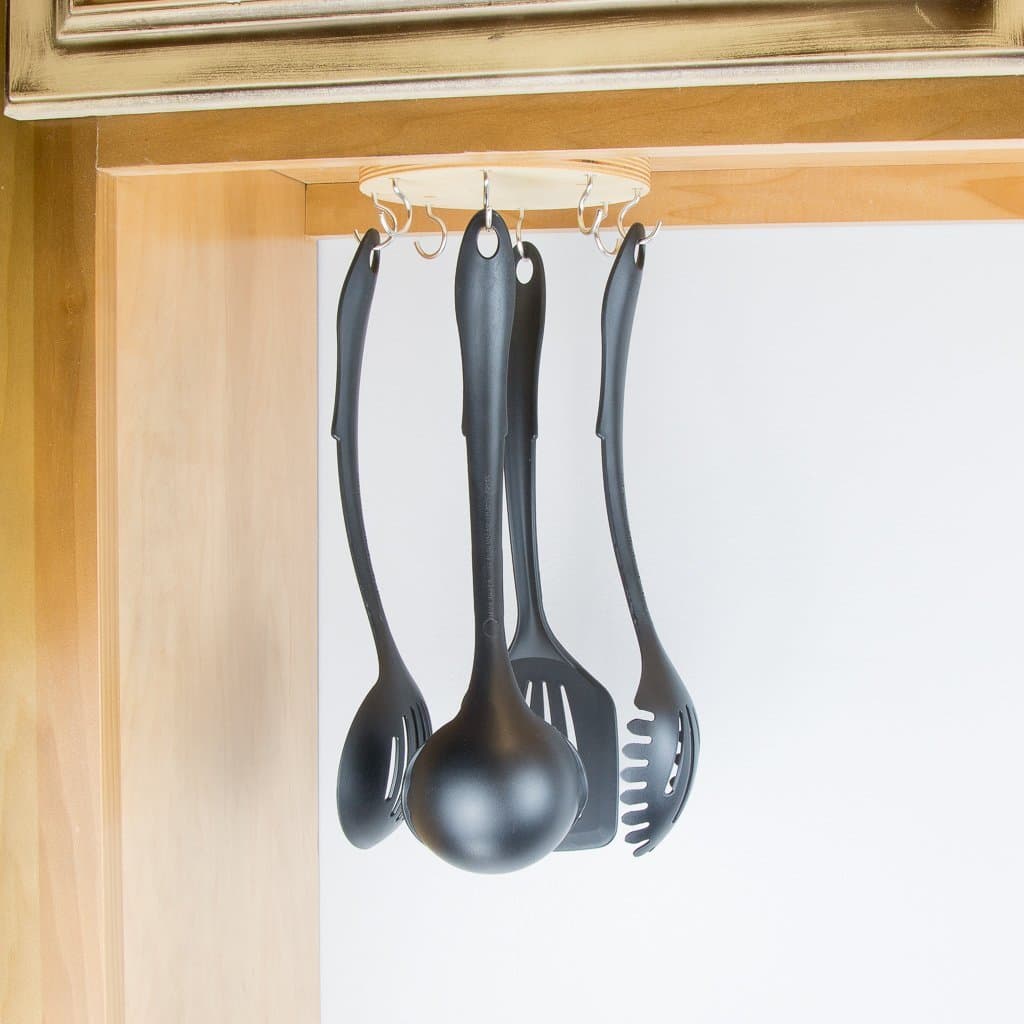 EZ Reach - Under Cabinet Utensil Holder (Baltic Birch Laminate - Stainless Hooks)