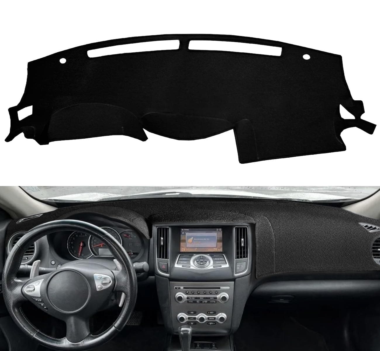 Dash Cover Mat Custom Fit for 2009-2015 Nissan Maxima with Cutout for Sensors, Dashboard Cover Pad Carpet Protector F98