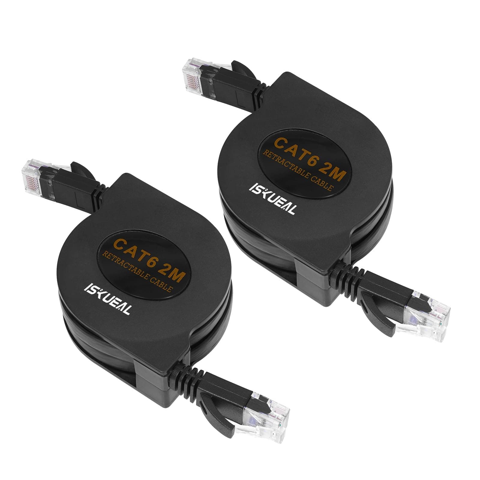 – Retractable Ethernet Cable - 6.6ft Cat6 Flat Network Cable with RJ45 Connectors for High Speed LAN, Internet, Gaming - Compatible with PS4, Router, Switch - 2 Pack.