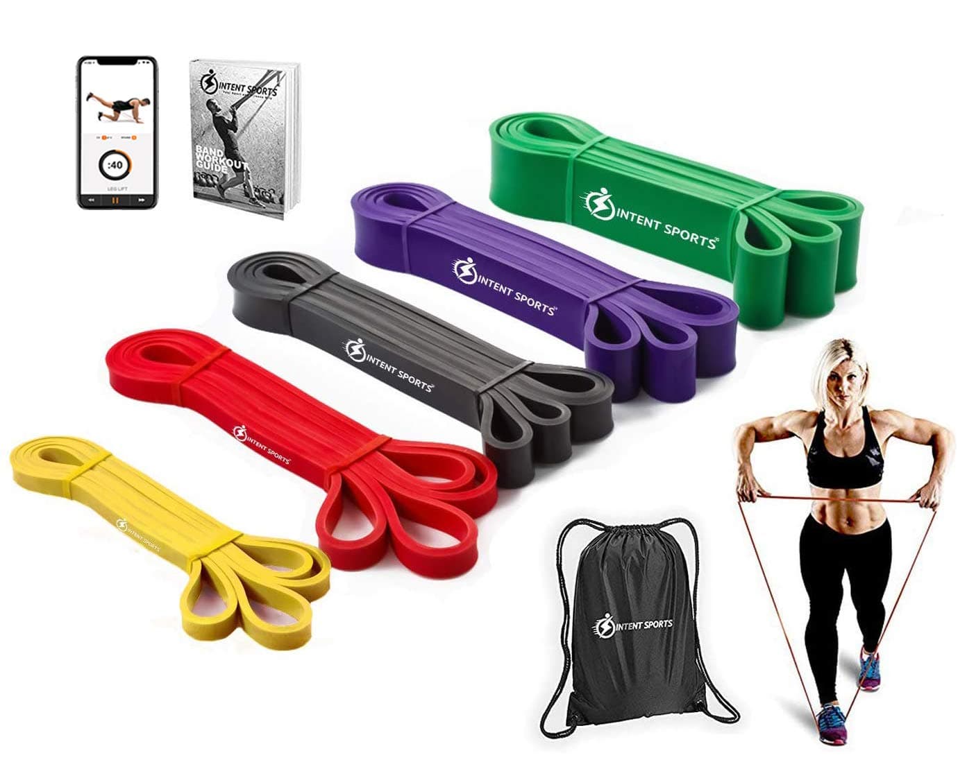 INTENT SPORTSPull Up Assist Bands – Assistance and Resistance Bands for Pull-Up, Fitness, Body Stretching, Mobility Work, Weightlifting, Heavy Duty - Single/Set – Exercise Videos - eBook!