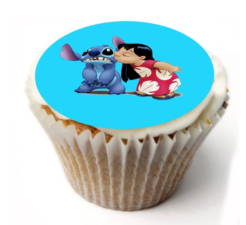 Lilo And Stitch 20 x PRE-CUT Fairy cake CUPCAKE Edible Topper Decorations Printed On Premium quality Edible Icing Sheets