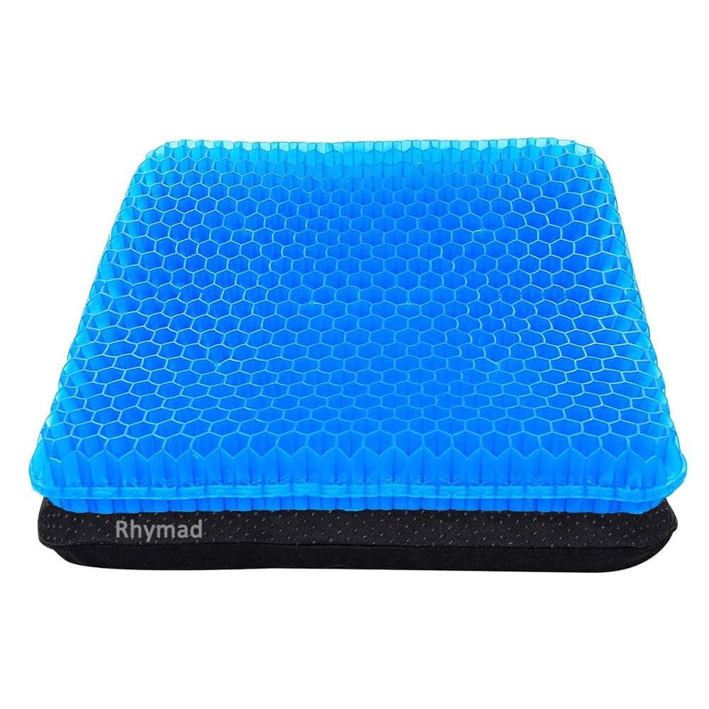Gel Seat Cushion, Double Thick Egg Gel Seat Cushion with Non-Slip Cover, Breathable Honeycomb Gel Cushion for Pressure Relief Back Pain, for Home Office Chair Cars Wheelchair (16x14x1.6inch)